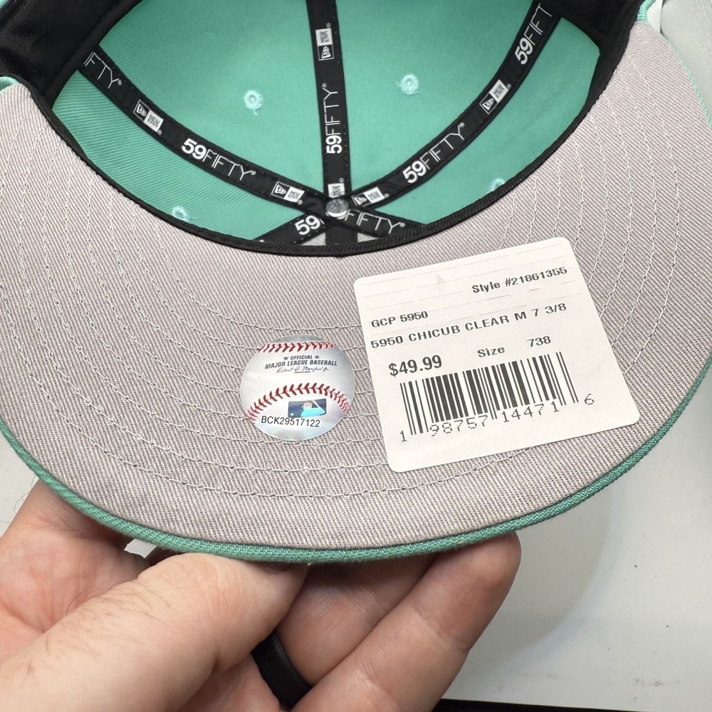 New Era 59Fifty Chicago Cubs Spring Collection Mint Green Hat Size 7 3/8 New - Picture 5 of 5